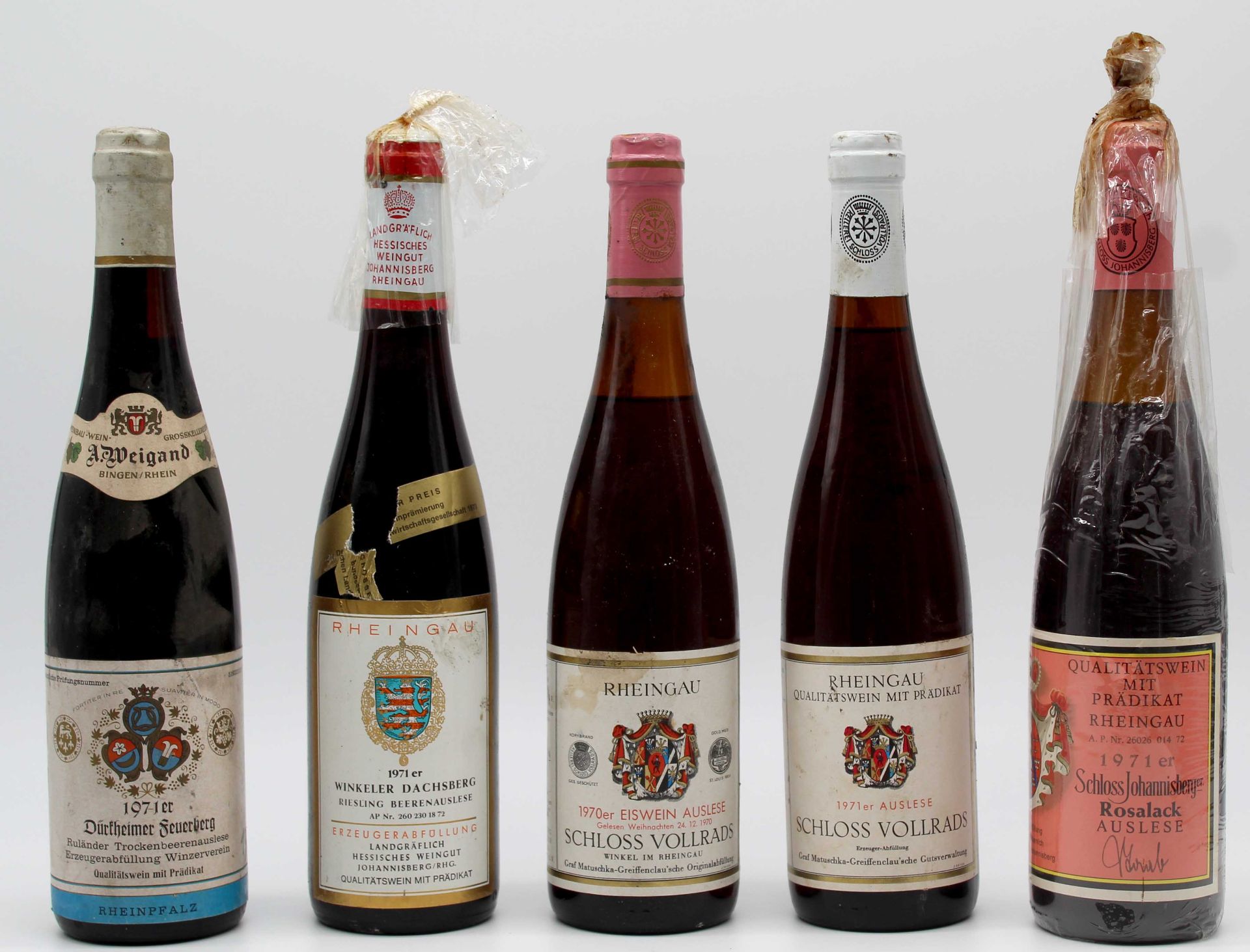 5 whole bottles of top German wines. White wine Germany.