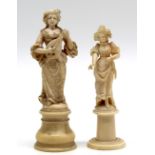 2 ladies figures ivory around 1900. Probably Erbach.