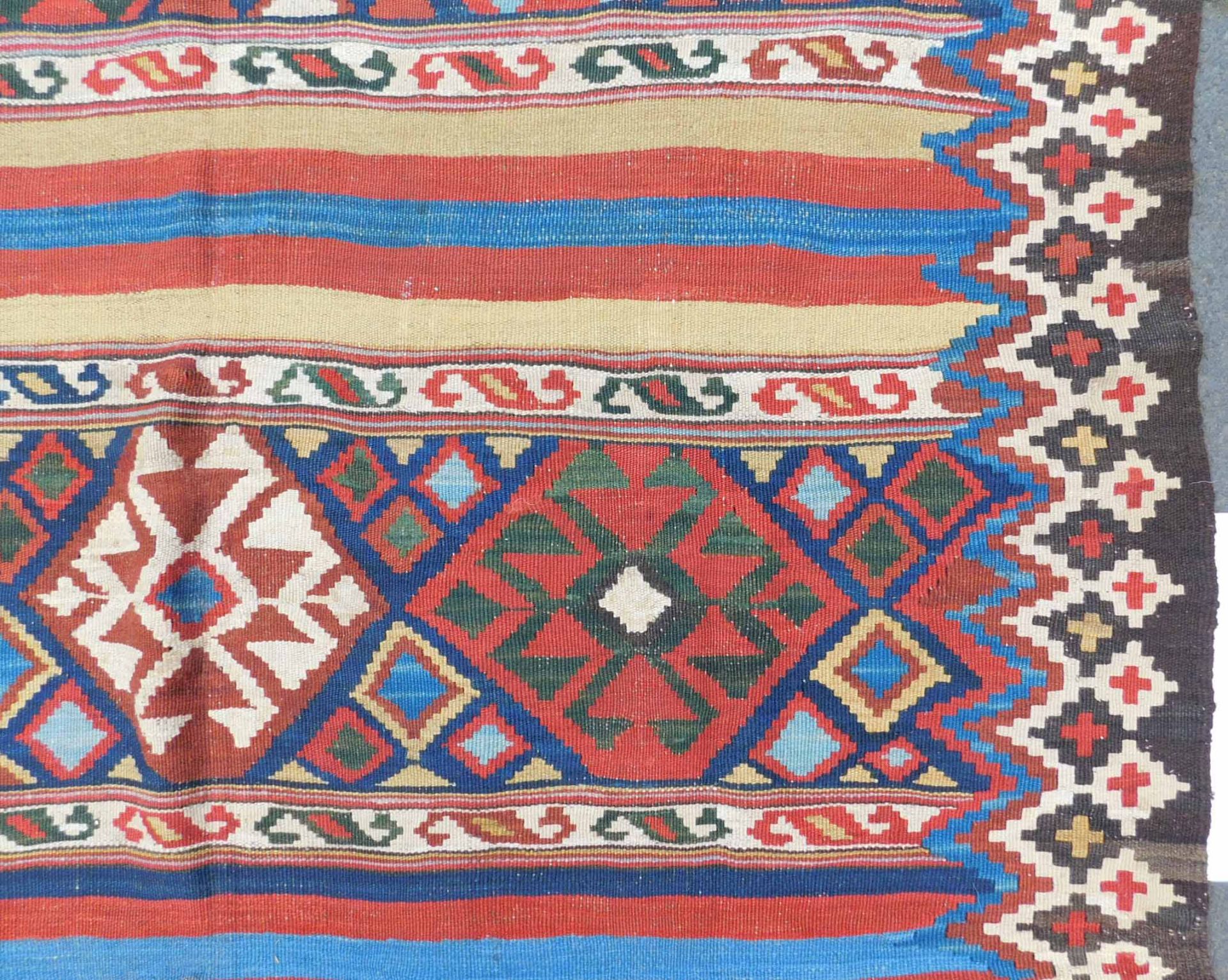 Shah- Savan Stripe Kilim. Caucasus. Antique, approx. 120 - 160 Jahre alt. - Image 10 of 12