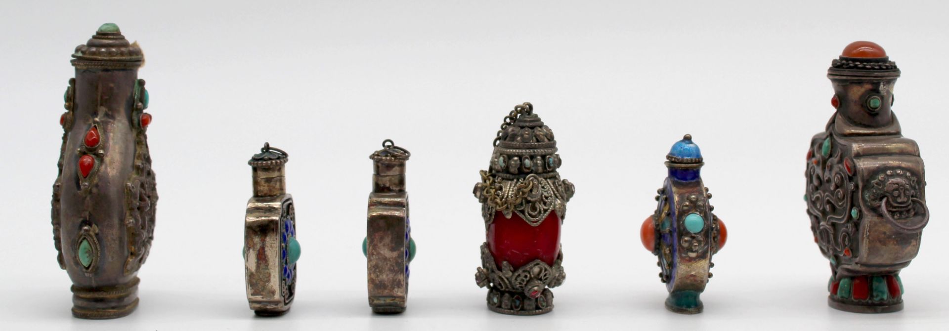 6 Snuff Bottles. Probably China / Tibet old. - Bild 4 aus 10