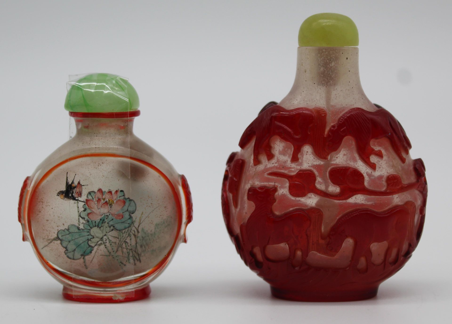 7 Snuff Bottles, Glass, stone? Probably China old. - Bild 3 aus 16