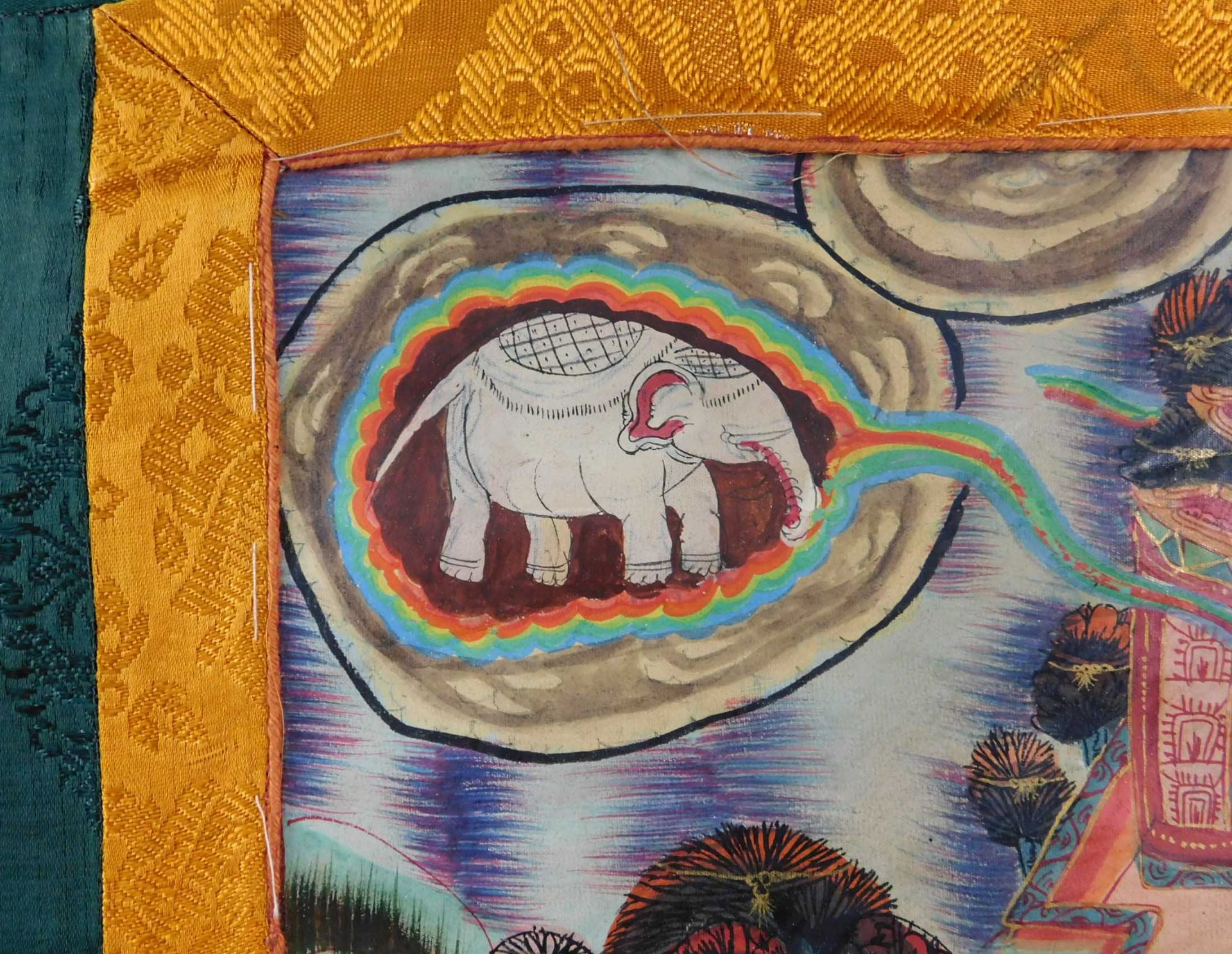 Tibetan thangka Shakyamuni. Hand painted. Old. - Bild 7 aus 14