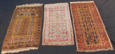 3 Turkmen carpets. "Baluch". Khorassan. Around 80 - 130 years old.