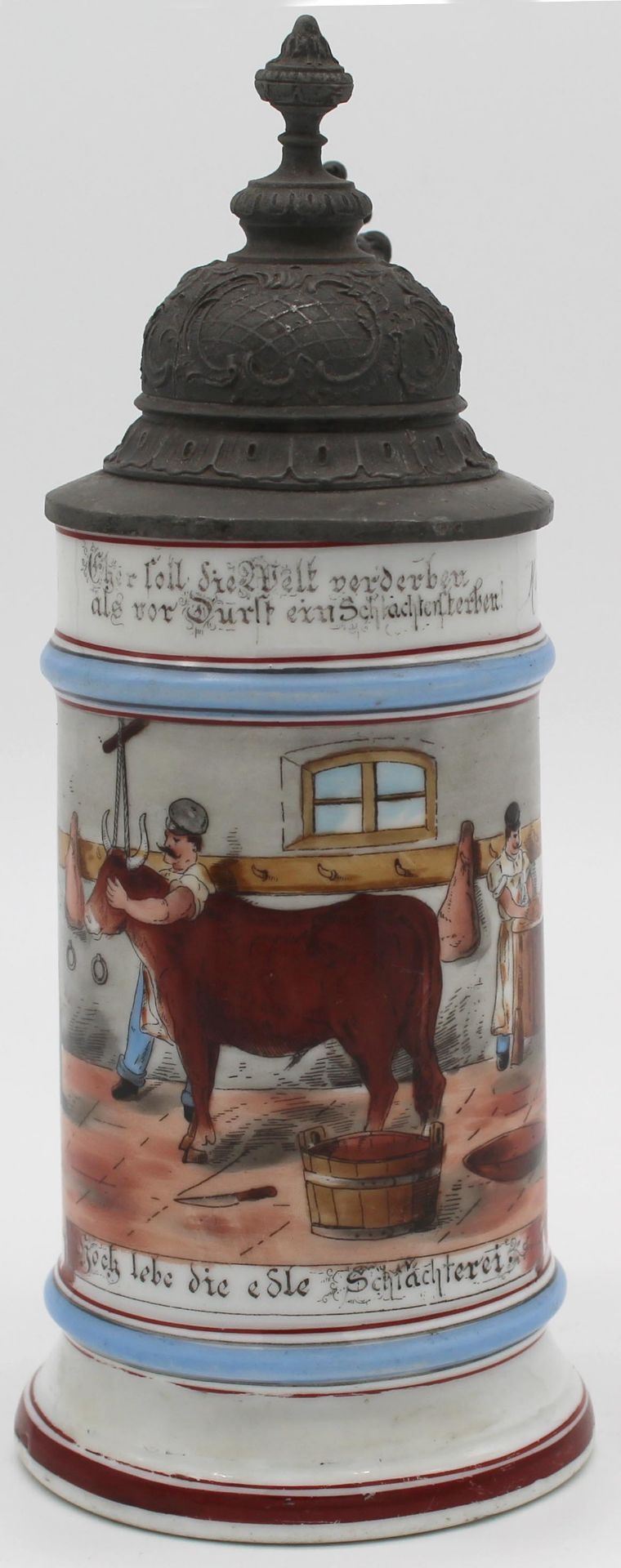 Jug with tin lid and lithophane bottom. Souvenir of Hamburg 1897. - Image 9 of 16