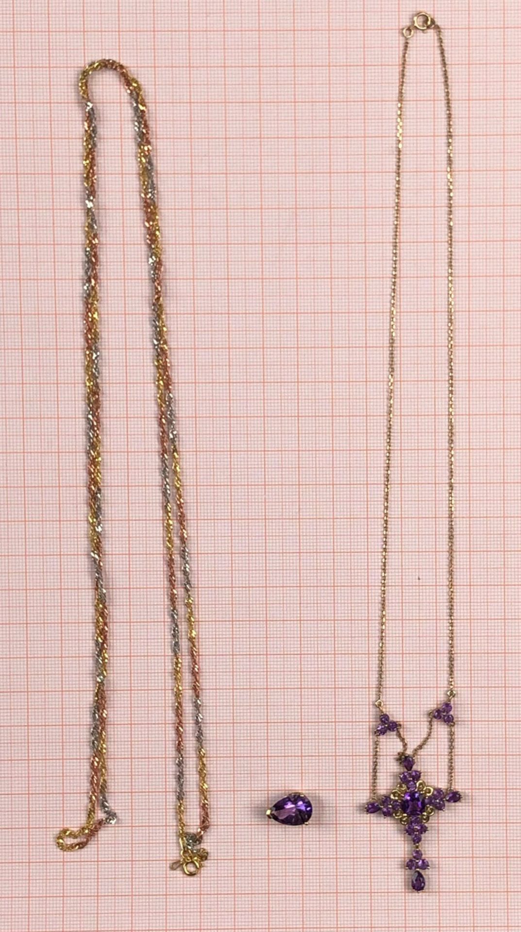 2 necklaces with pendants. 375 gold. Gemstones. - Image 8 of 18