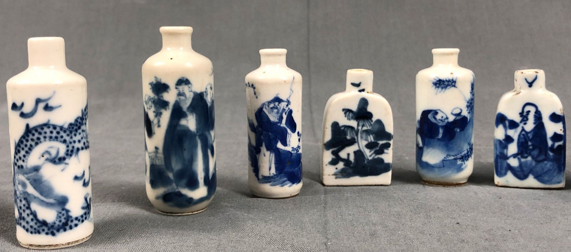 9 porcelain snuff bottles, probably China, old Qing. - Image 12 of 21