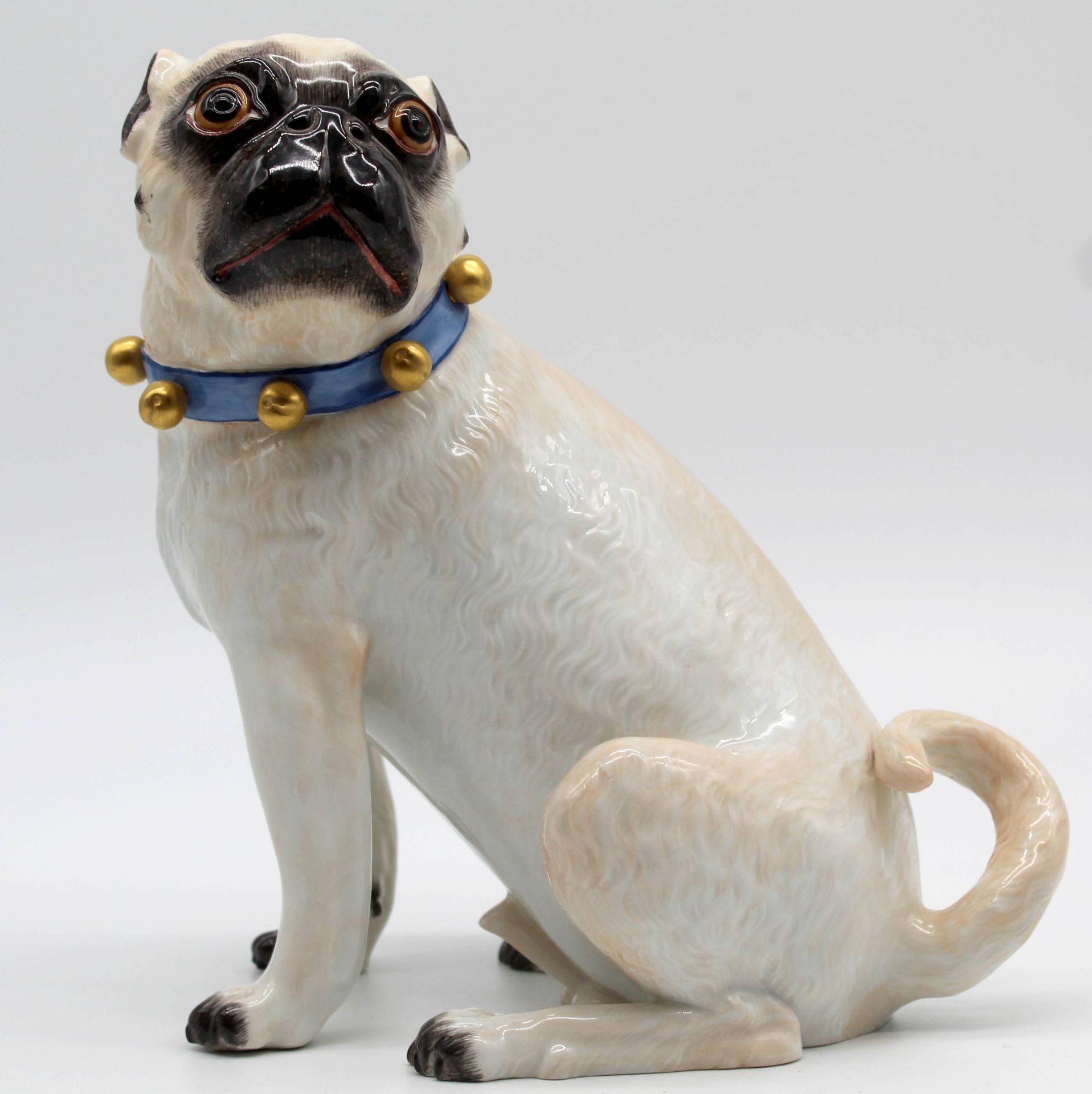 Meissen Porcelain. Pug with bells. 23 cm high. - Image 2 of 9