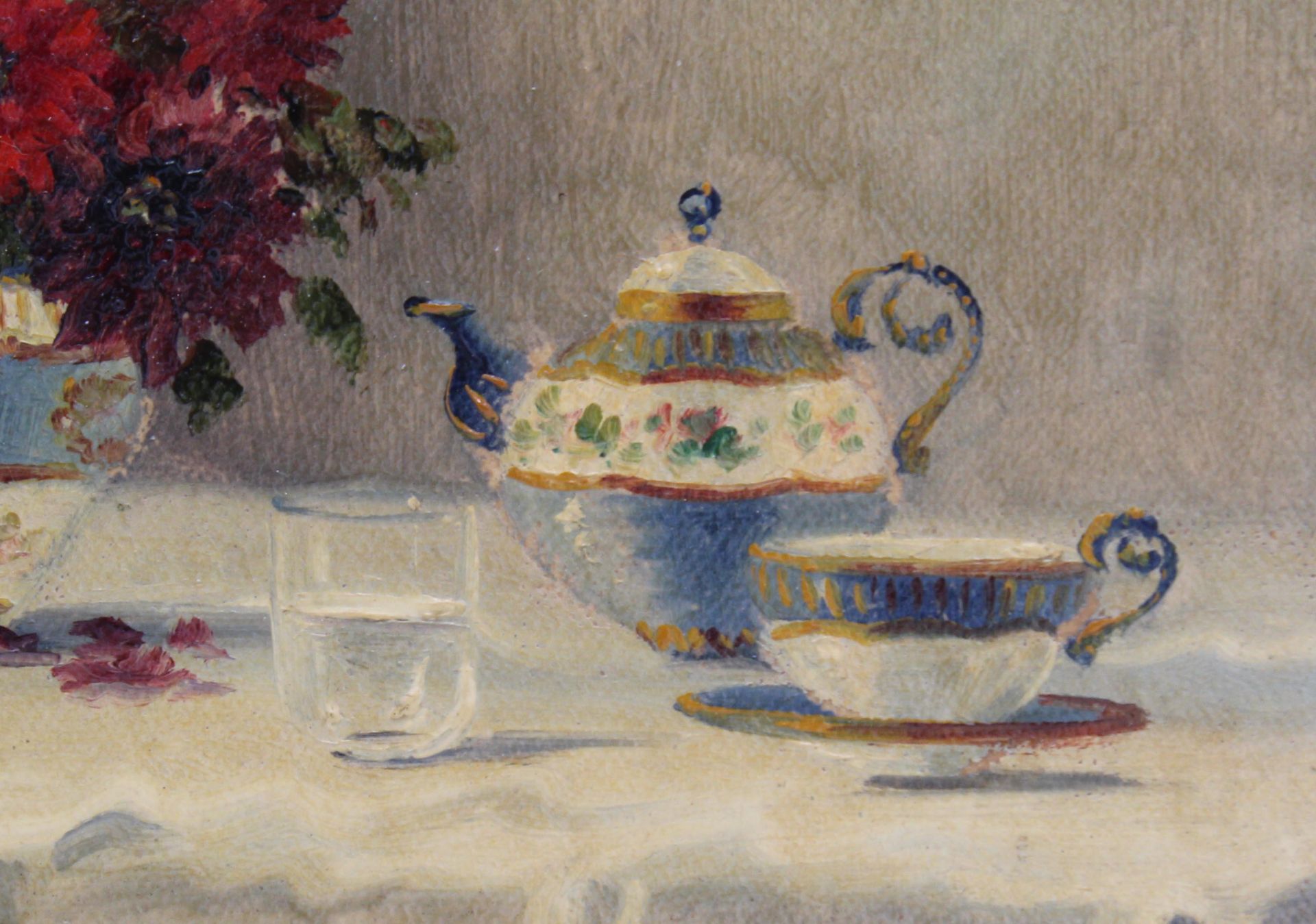 Mark VUKOVIC (1892-1973). Still life. Tea set, water glass, flowers. - Image 4 of 7