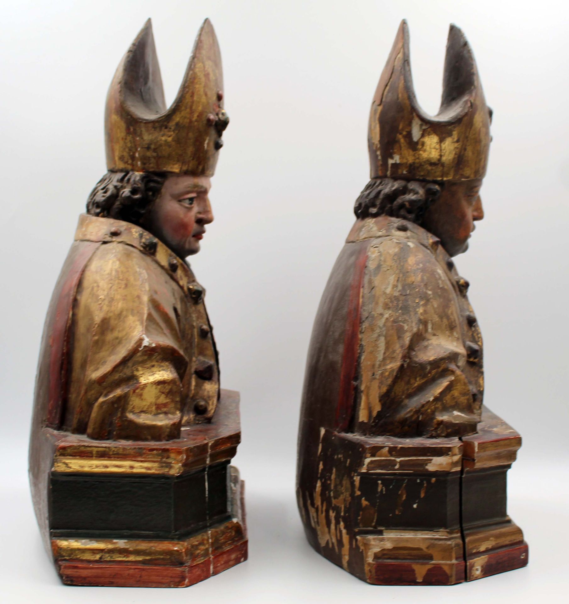 2 sculptures carved wood coloured. Probably 17th century. Germany. - Image 15 of 20