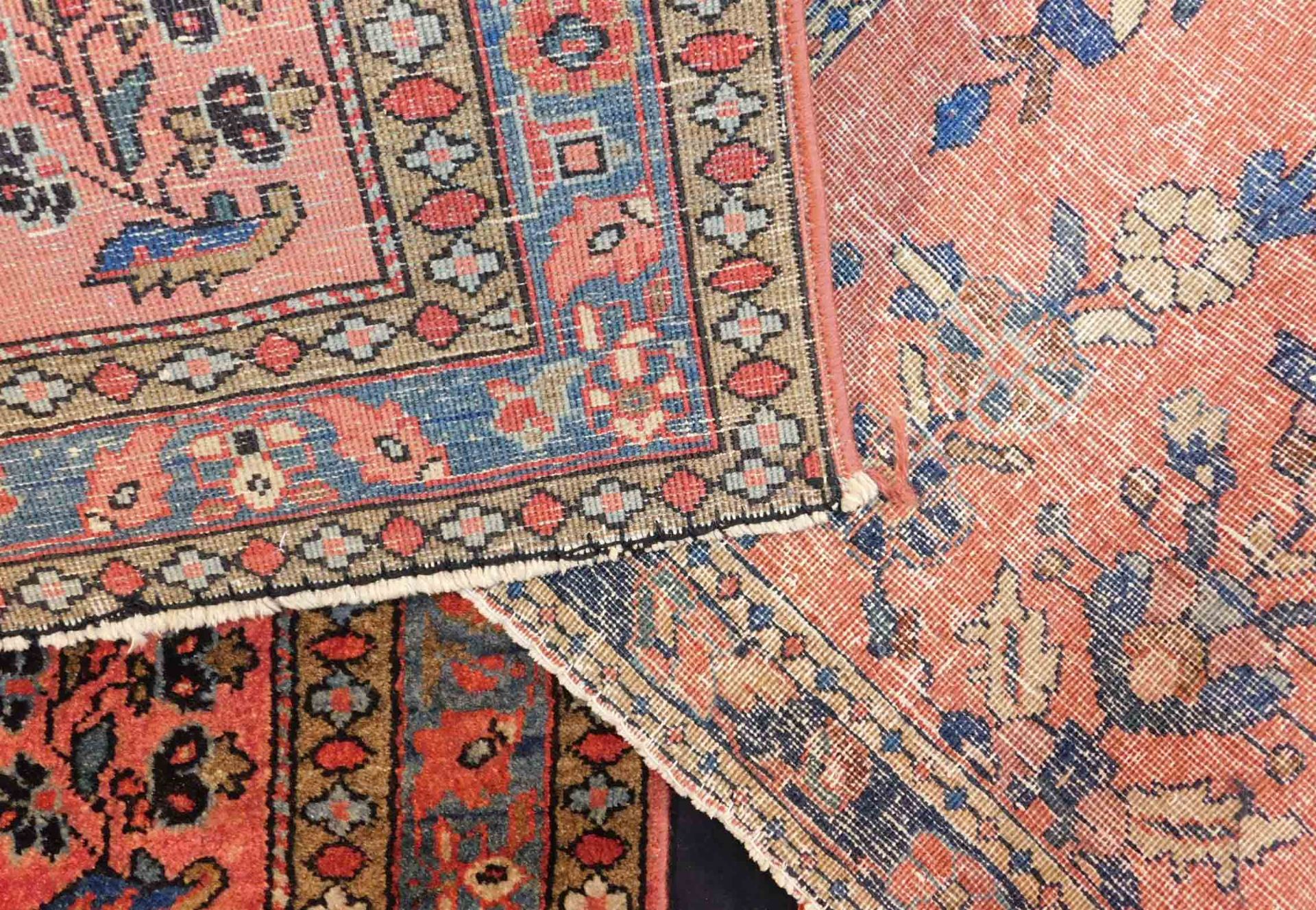 Mohajaran Saruk and Farahan. 2 Poschti Persian rugs. Iran, about 90 - 120 years old. - Image 4 of 5