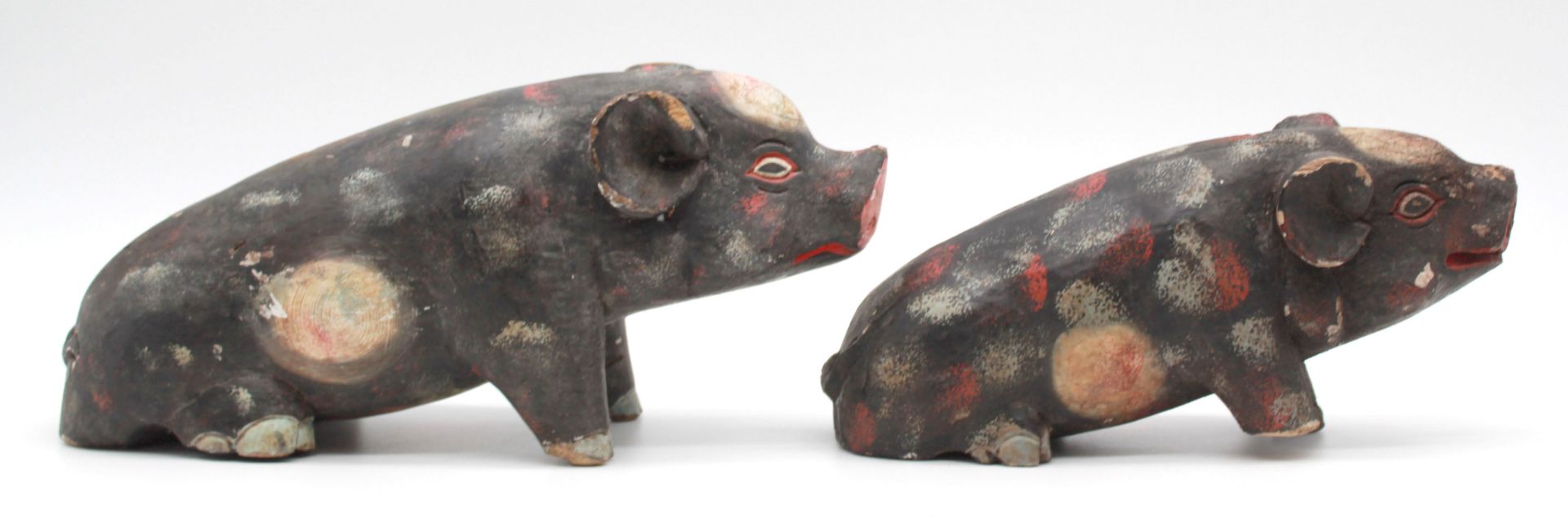 2 figures. Animals. Pigs. Carved and painted wood. Probably West Africa. - Image 8 of 12