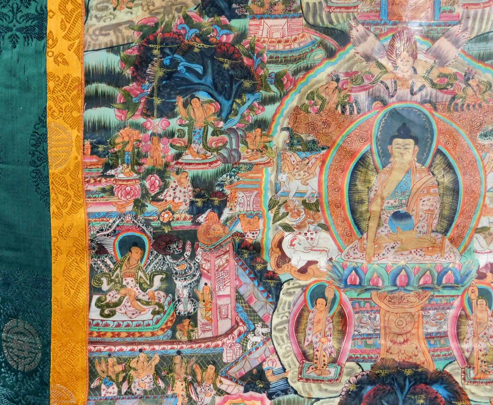 Tibetan thangka Shakyamuni. Hand painted. Old. - Bild 4 aus 14