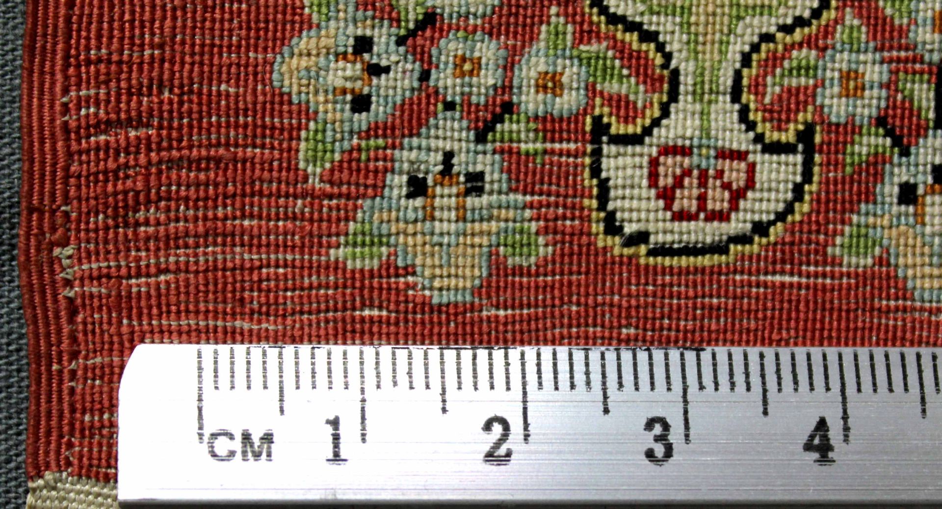Hereke silk tapestry. Turkey. Insanely fine weave, 18 x 18. - Image 7 of 8