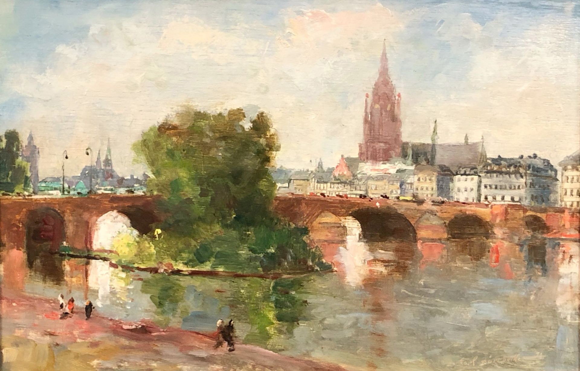 Karl DÖRRBECKER (1894 - 1983). Frankfurt. The old bridge 1937.