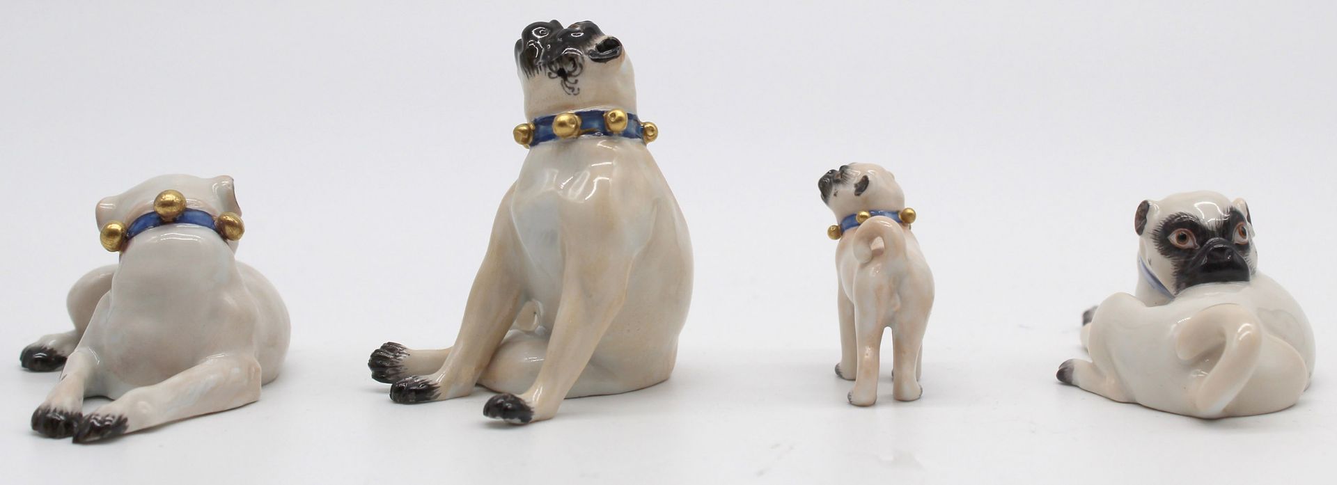 Meissen porcelain. 4 figures, pug. Up to 6 cm high. - Image 7 of 11