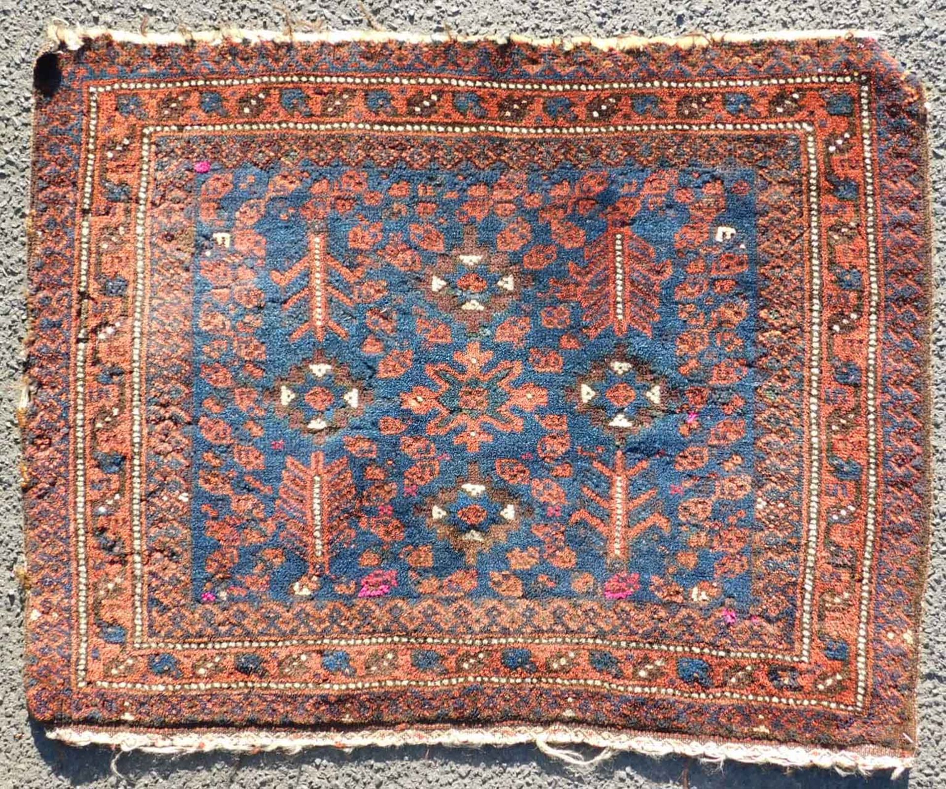 Baluch bag front. Tree pattern. Antique. Around 120 - 180 years old.