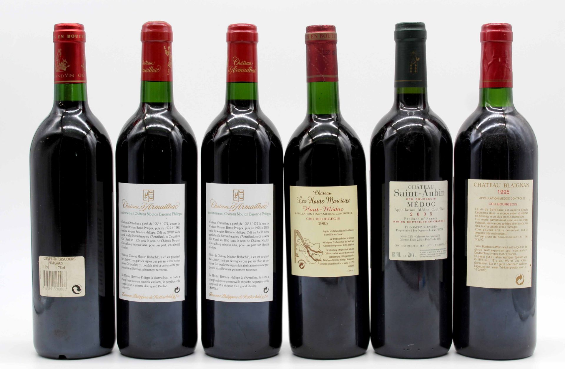 6 whole bottles of Bordeaux red wine, France. - Image 15 of 20