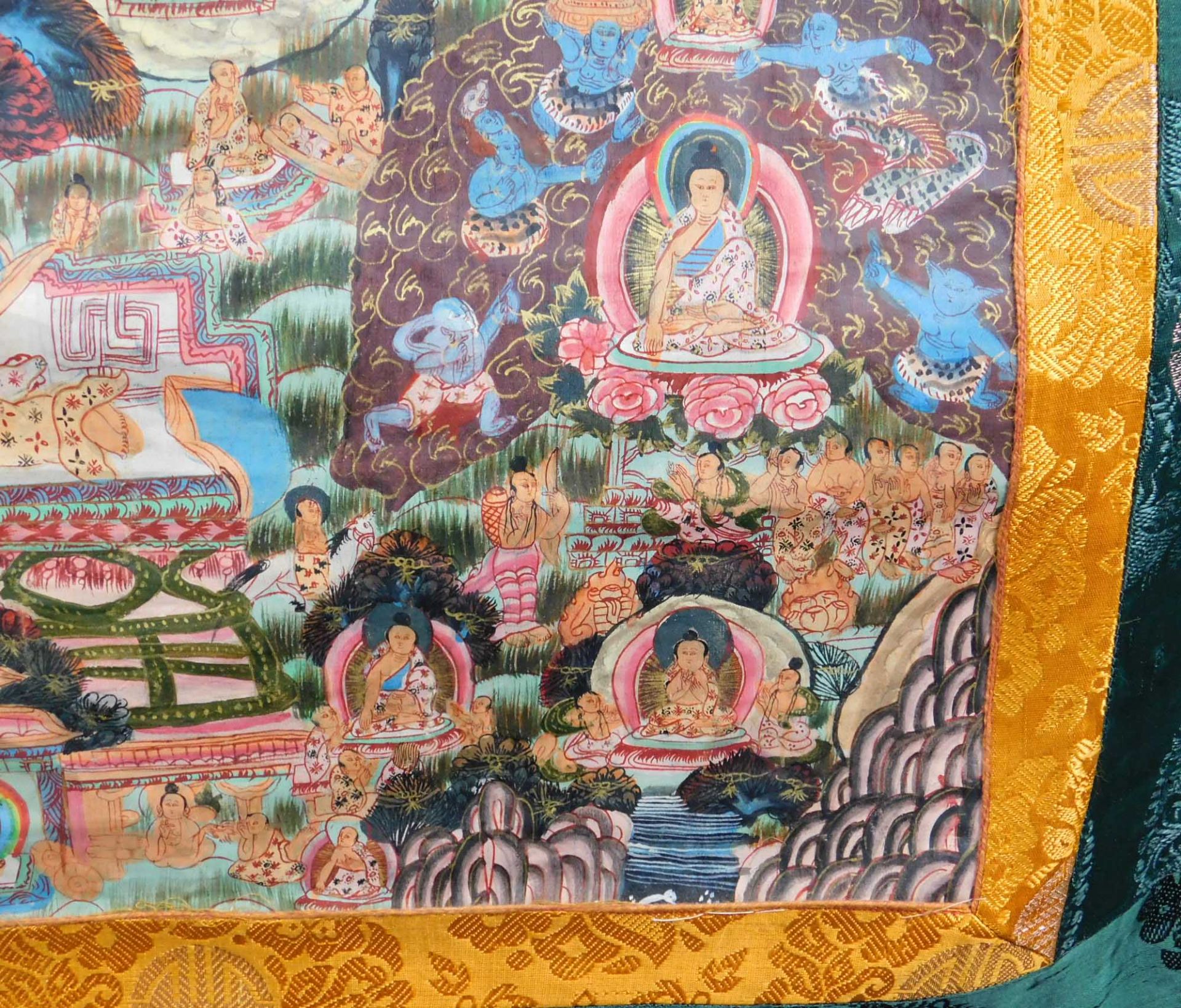 Tibetan thangka Shakyamuni. Hand painted. Old. - Bild 14 aus 14