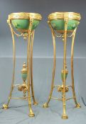 Two floor lamps. Bronze D'Ore frame. Glass, cold painted.