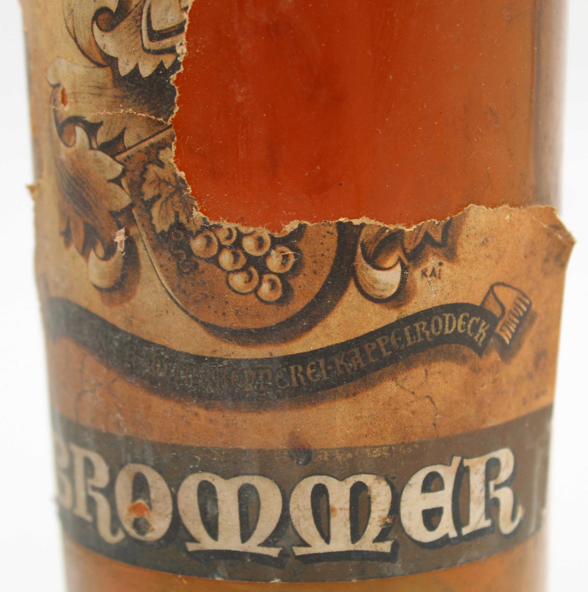 Brandy Brommer, bottle of pre-war glass, mouth-blown, 0.7 l. - Image 3 of 11