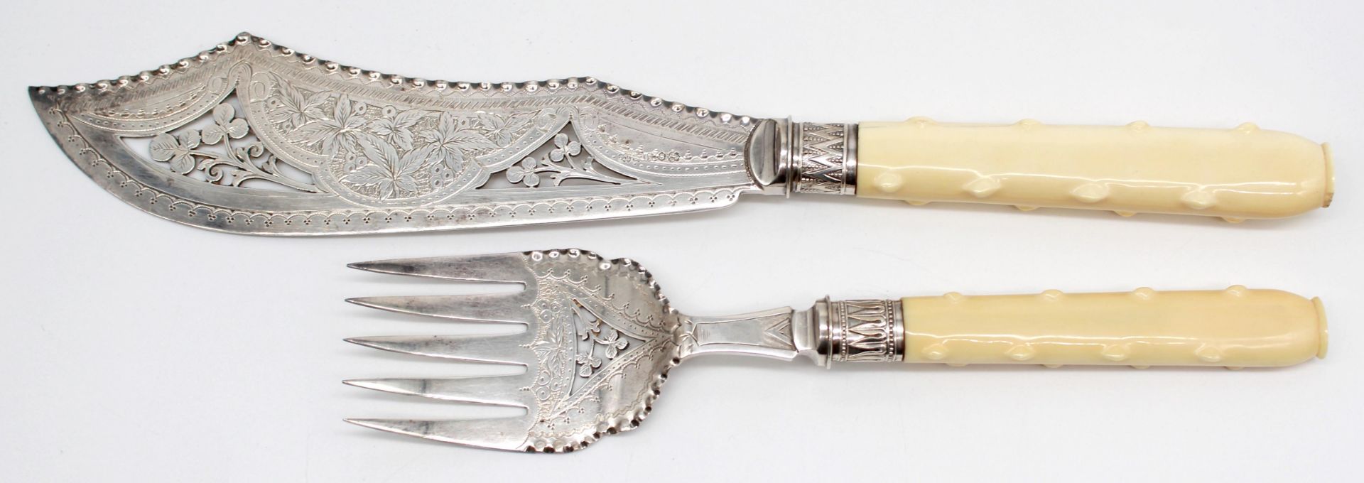 Cutlery? 2 sets in boxes. Partly silver. Ivory? - Image 11 of 12