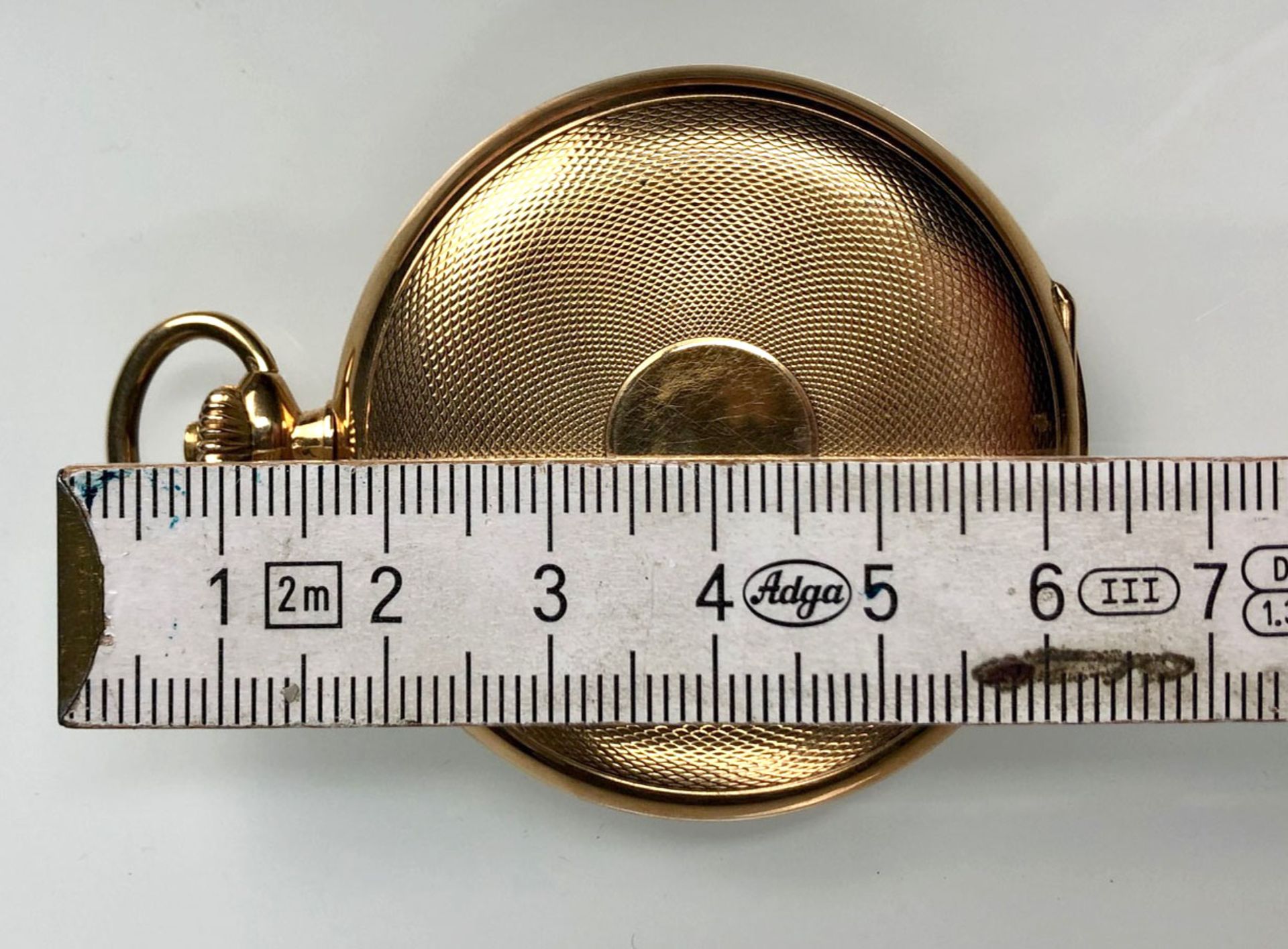 Pocket watch Schaffhausen. 3 lids yellow gold 14 K. - Image 6 of 15