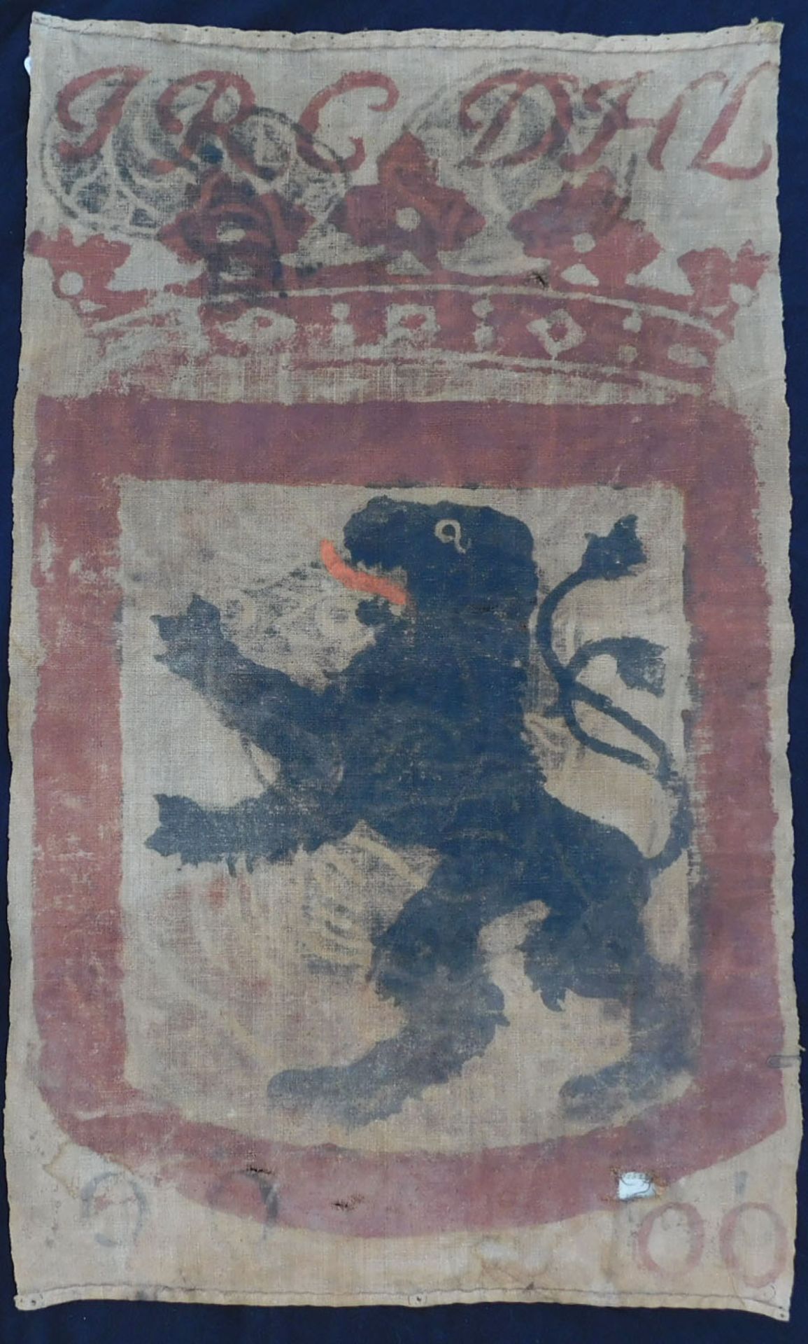 Hunting rag. Probably around 1700. Painted linen.