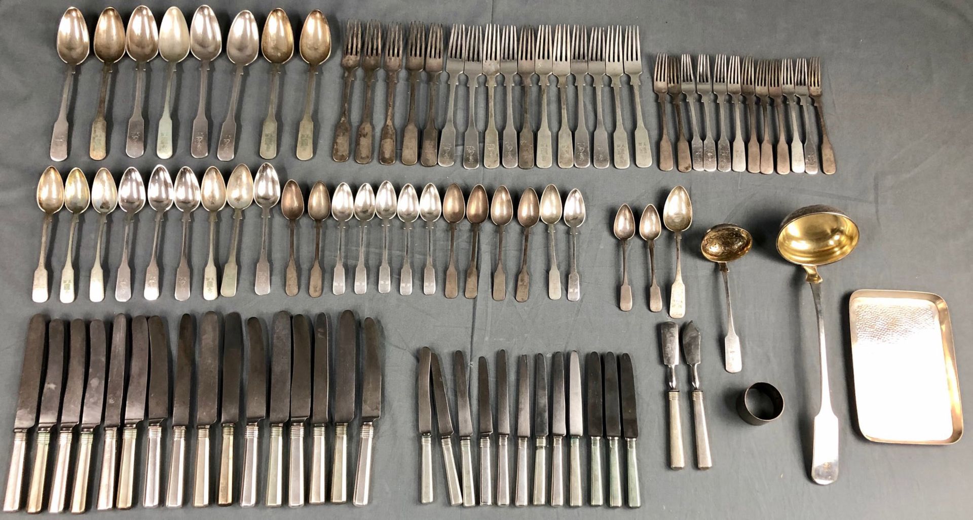 Cutlery silver. Mostly inscribed '' Knauer''. 12 lot.