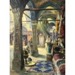 Tony BINDER (1868 - 1944). Carpet dealers in the bazaar.