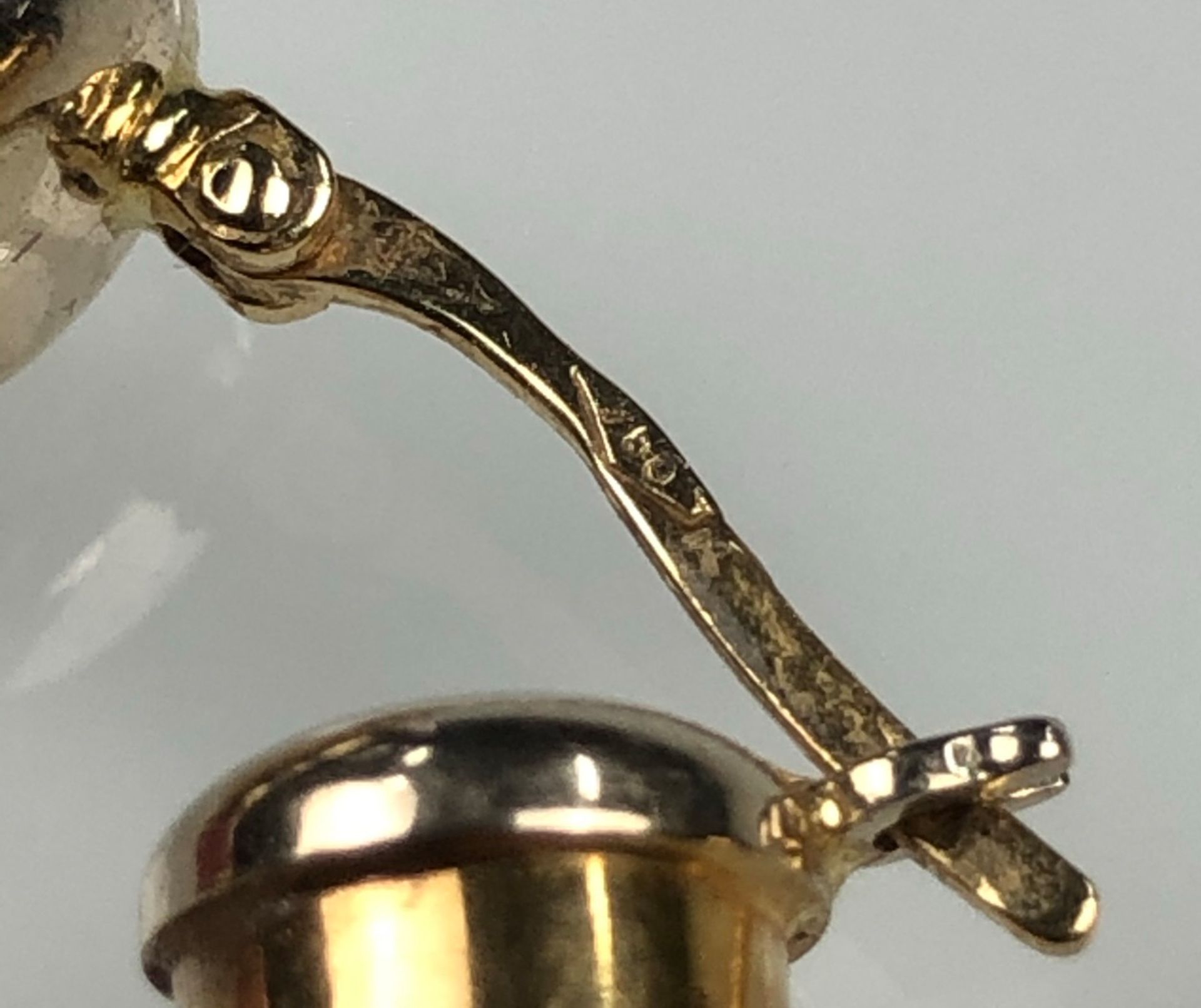 Creole earrings yellow gold 750. With enamel. - Image 5 of 8