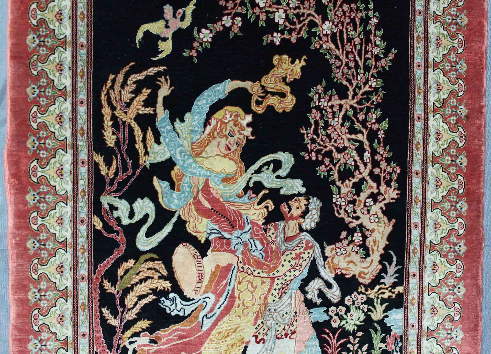 Hereke silk tapestry. Turkey. Insanely fine weave, 18 x 18. - Image 3 of 8