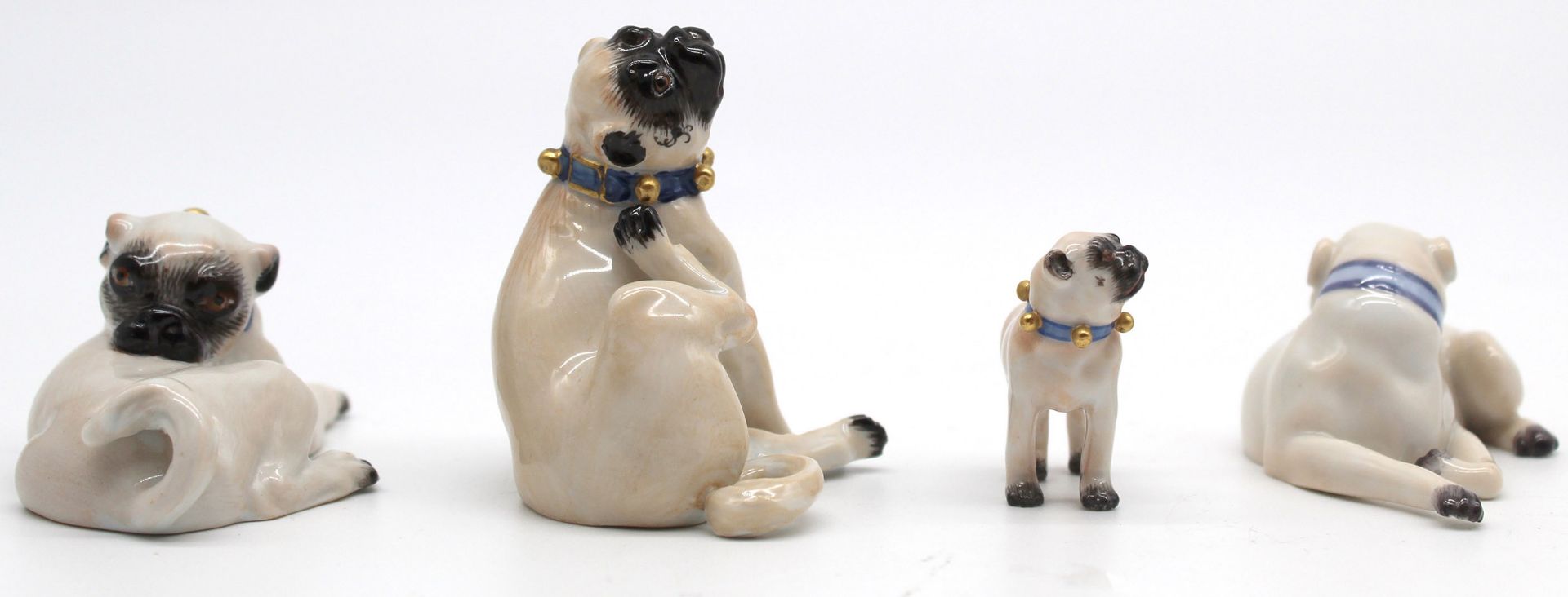 Meissen porcelain. 4 figures, pug. Up to 6 cm high. - Image 5 of 11