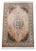 Qum silk Persian carpet. Iran. Extremely fine weave.