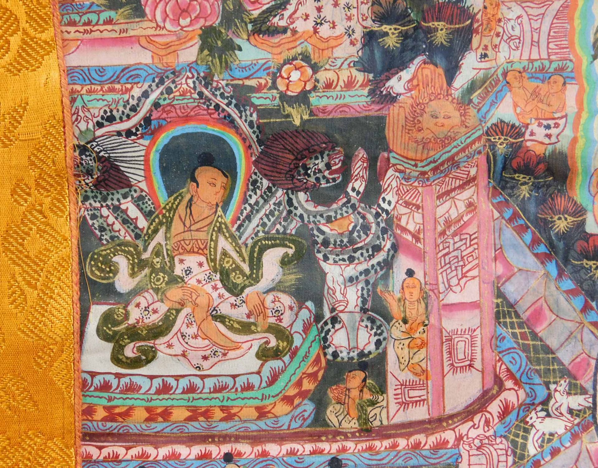 Tibetan thangka Shakyamuni. Hand painted. Old. - Bild 11 aus 14