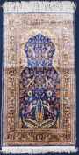Kayseri silk prayer rug. Turkey. Very fine weave.