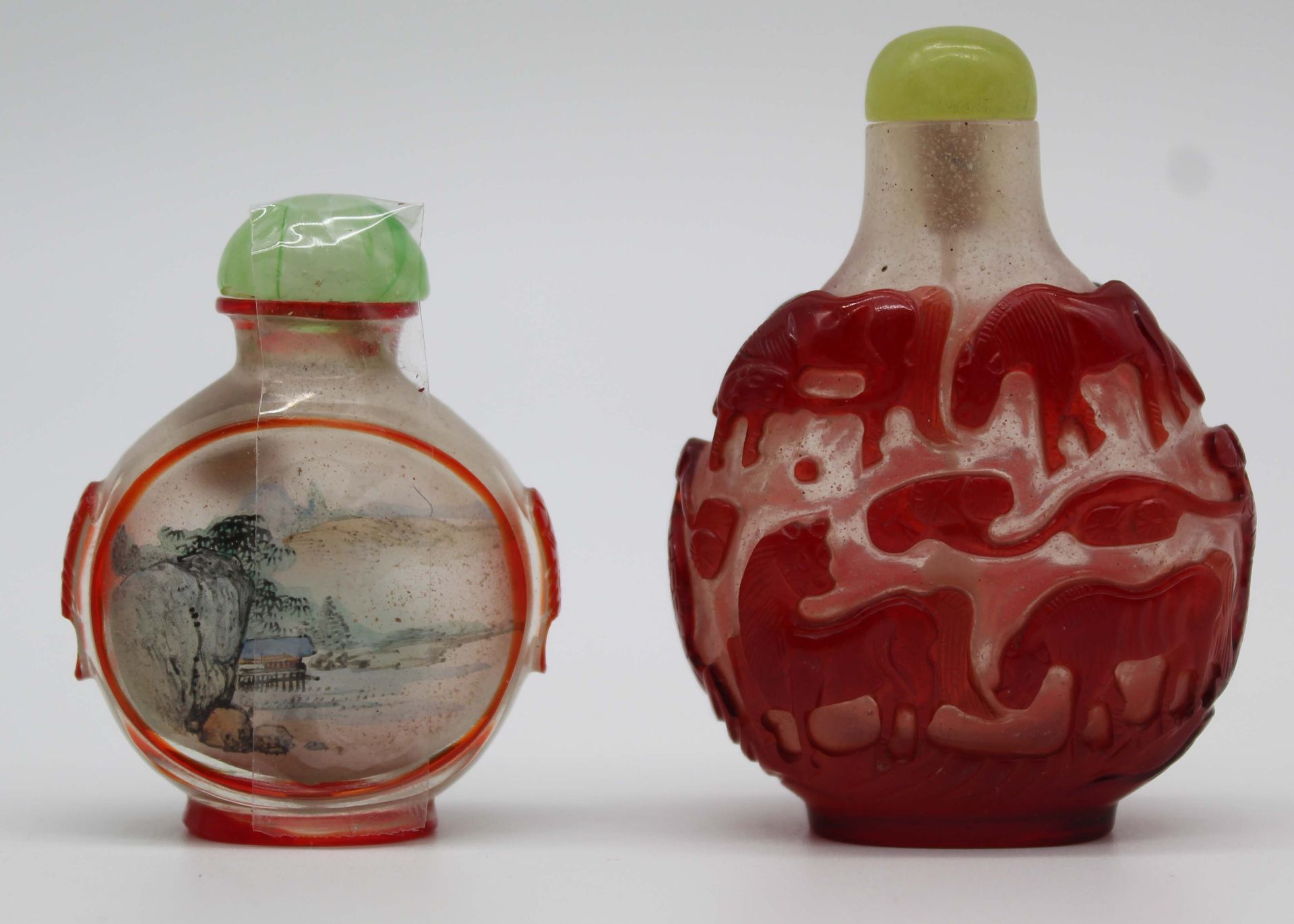 7 Snuff Bottles, Glass, stone? Probably China old. - Bild 4 aus 16