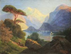Otto Friedrich GELENG (1843-1939). Northern Italian lake.