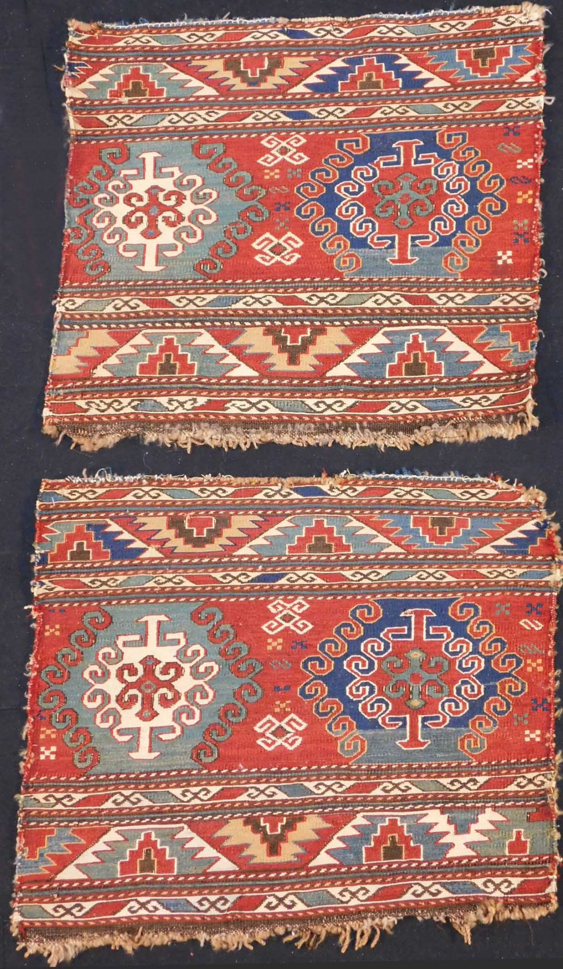 2 Sumak Mafrash sides. Caucasus. Antique, around 120 - 160 years old.