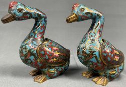 2 Cloisonné Enten. Gefäße. Wohl China antik.