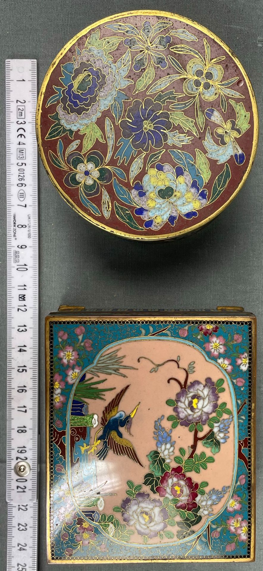 2 Deckeldosen Cloisonné. Wohl China, Japan antik - Bild 14 aus 14