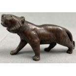 Skulptur. Tiger - Figur. Bronze. Wohl Japan antik. 13,5 cm lang.