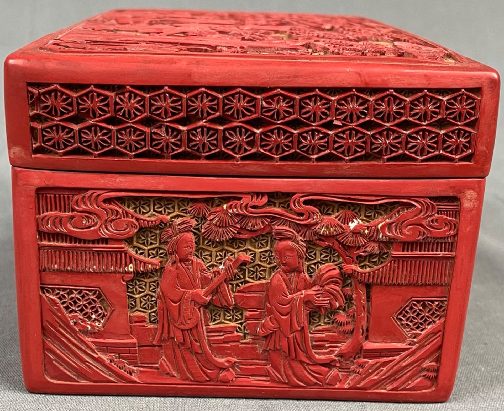 3 Schachteln. Wohl Rotlack China antik. - Image 6 of 12
