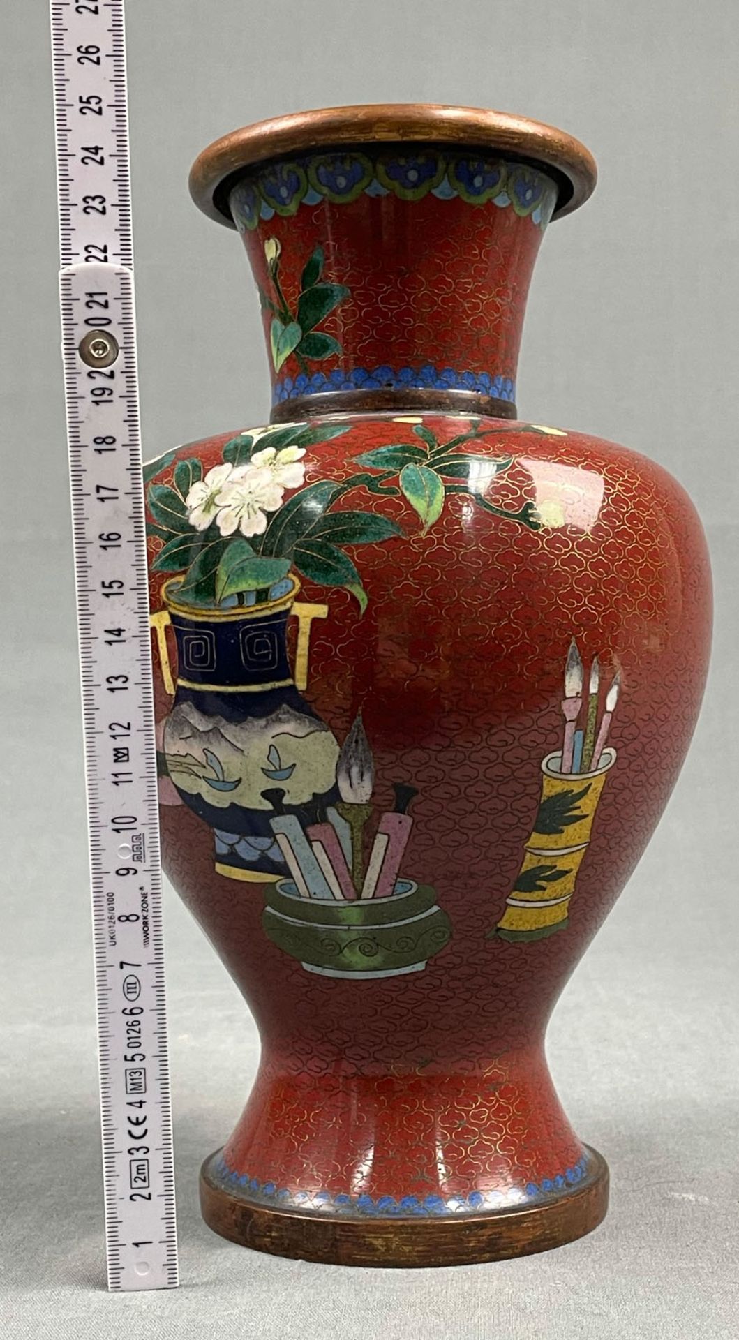 Vase Cloisonné. Wohl Japan, China antik. - Bild 13 aus 13