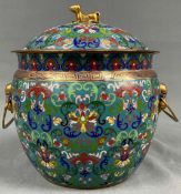 Cloisonne Deckeltopf. Wohl China antik.