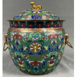 Cloisonne Deckeltopf. Wohl China antik.