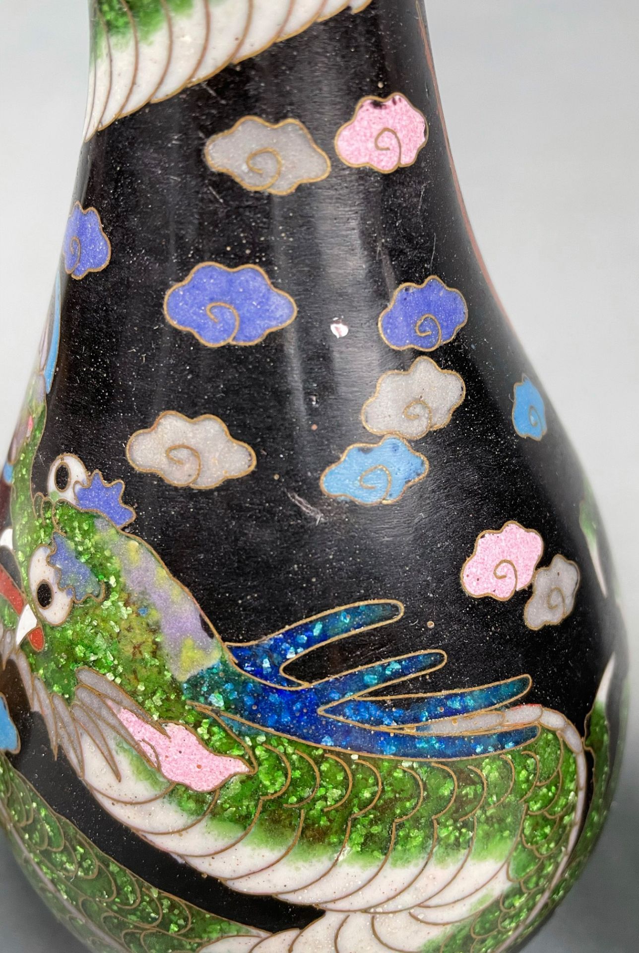 3 Vasen Cloisonné. Wohl Japan, China alt. Auch Drachen mit 3 Klauen. - Bild 9 aus 14