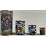 4 Becher. Cloisonné. Wohl Japan antik.