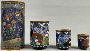 4 Becher. Cloisonné. Wohl Japan antik.