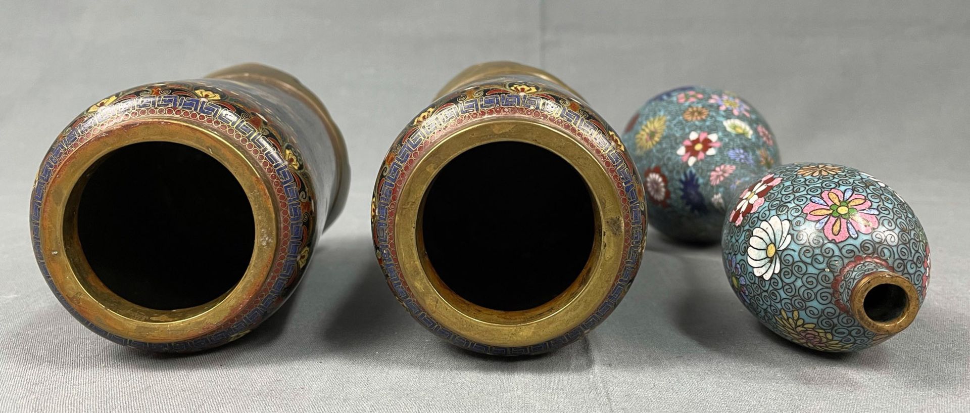 3 Gefäße Cloisonné. Wohl Japan , China antik. - Bild 4 aus 12