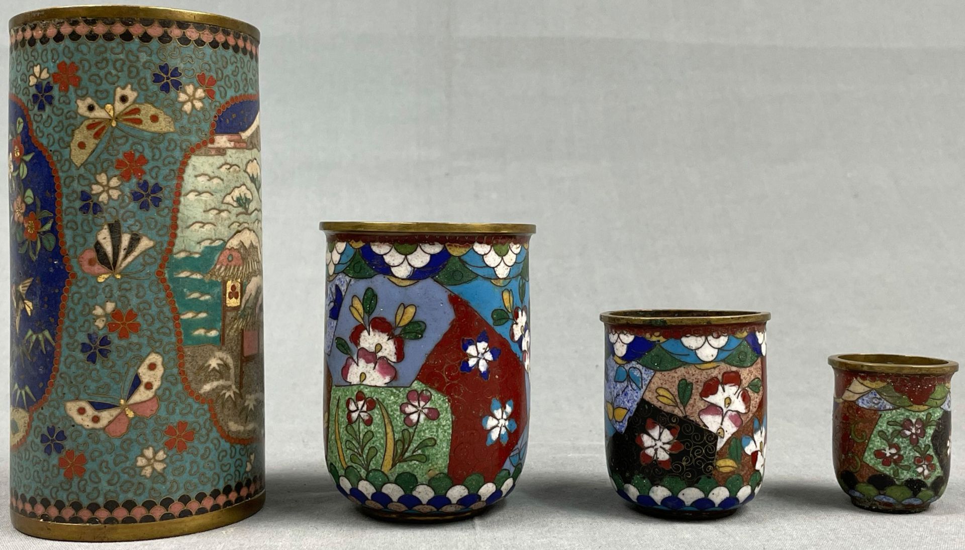 4 Becher. Cloisonné. Wohl Japan antik. - Bild 2 aus 11